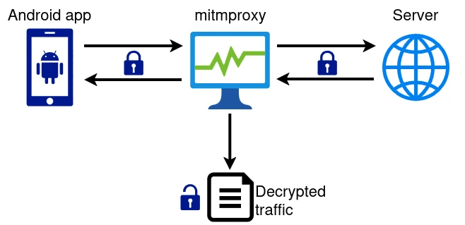 mitmproxy can show the cleartext traffic between the app and its server