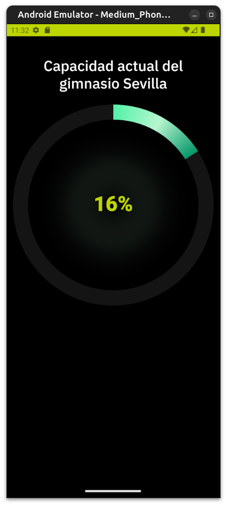 Screenshot from the AVD showing the gym's live capacity