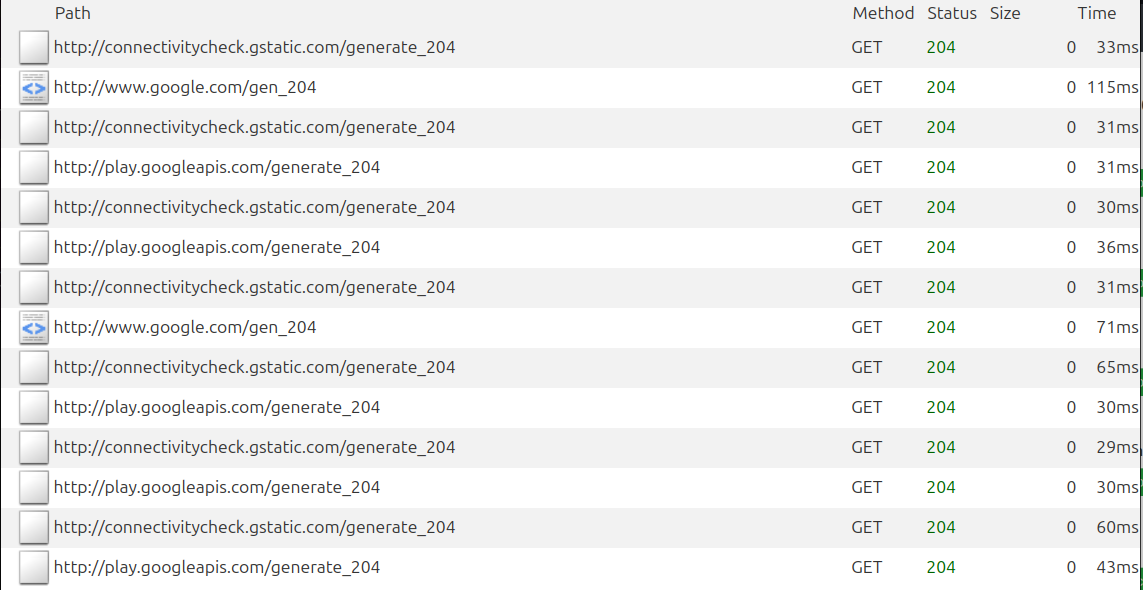 mitmproxy showing a few unrelated traffic flows